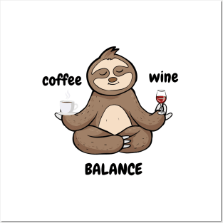 Coffee Wine Yoga Balance It's All About Balance Funny Gift Posters and Art